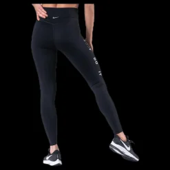 Best Nike 7/8 Swoosh Run Tight Black Svart
