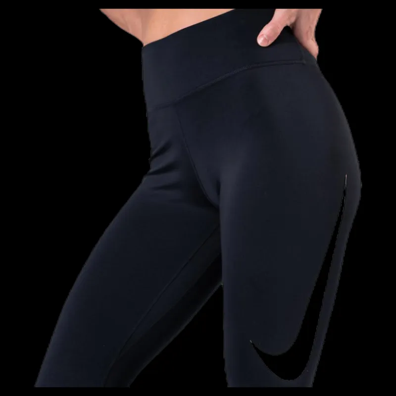 Best Nike 7/8 Swoosh Run Tight Black Svart