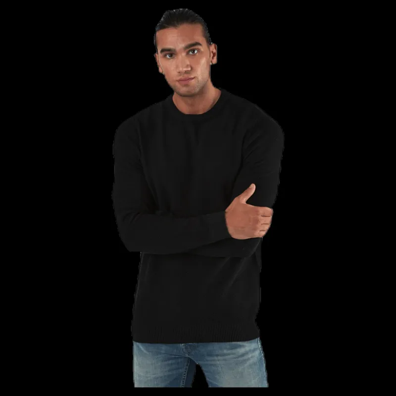 Jack & Jones Aaron Knit Crew Neck Black Svart New