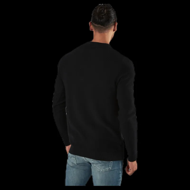 Jack & Jones Aaron Knit Crew Neck Black Svart New