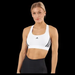 adidas Powerreact Training Medium-Support 3-Stripes Bra White Vit Outlet