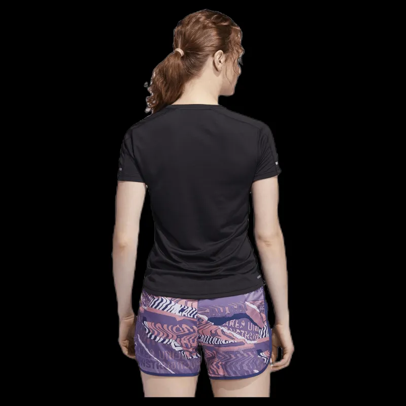 adidas Run 3 Stripes Tee Women Black Svart Clearance