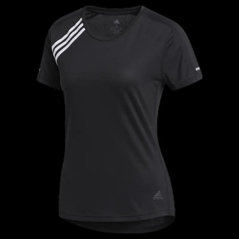 adidas Run 3 Stripes Tee Women Black Svart Clearance