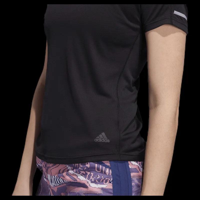 adidas Run 3 Stripes Tee Women Black Svart Clearance