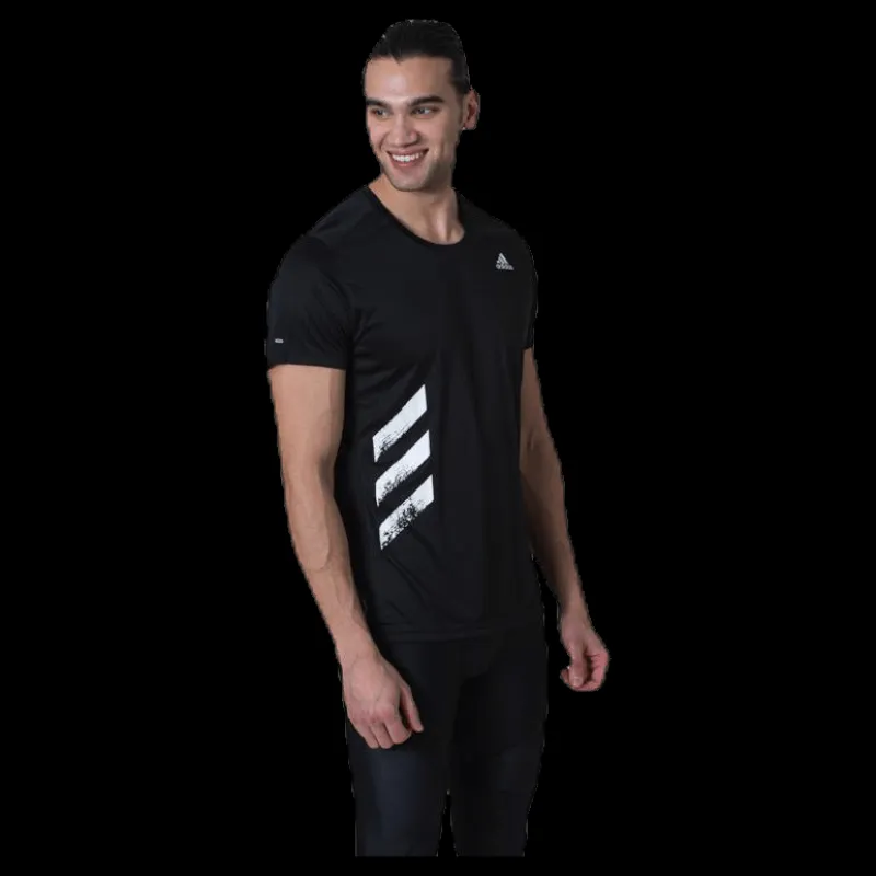 adidas Run It Tee Pb 3 Stripes Men Black Svart Best