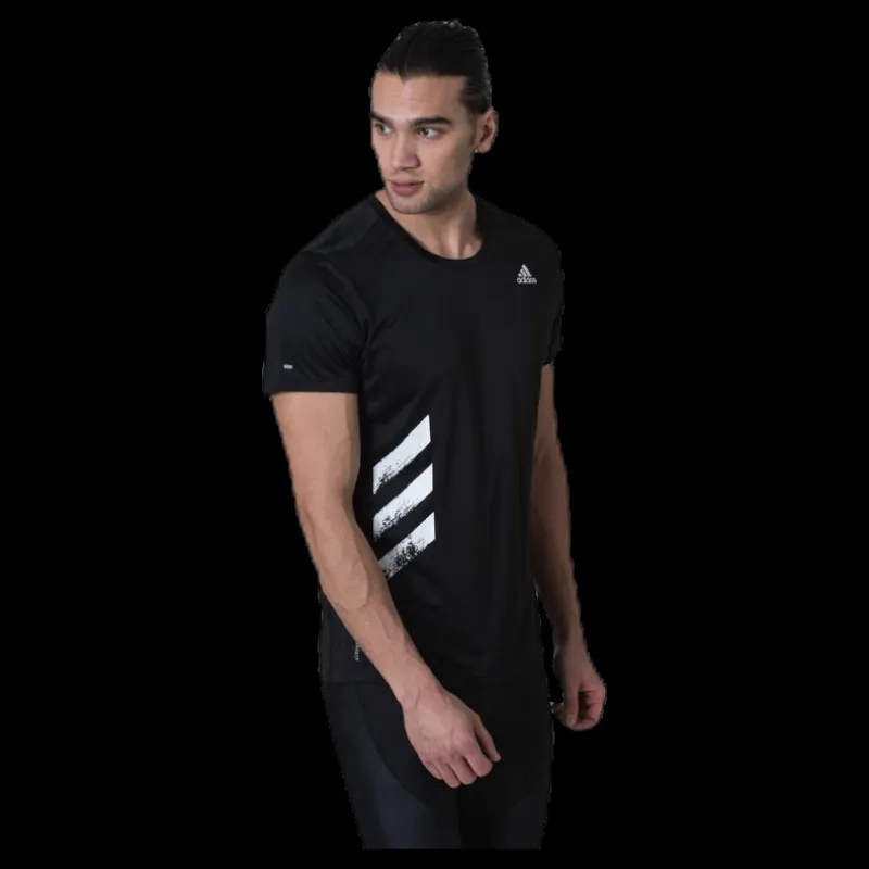 adidas Run It Tee Pb 3 Stripes Men Black Svart Best