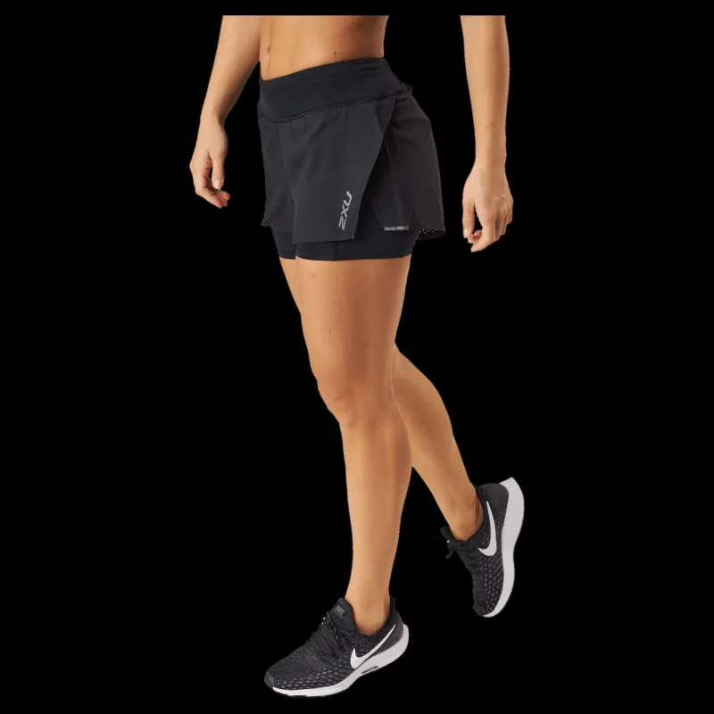 Online 2XU Aero 2-in-1 4 Inch Shorts Black/silver Reflective Svart