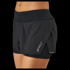 Online 2XU Aero 2-in-1 4 Inch Shorts Black/silver Reflective Svart