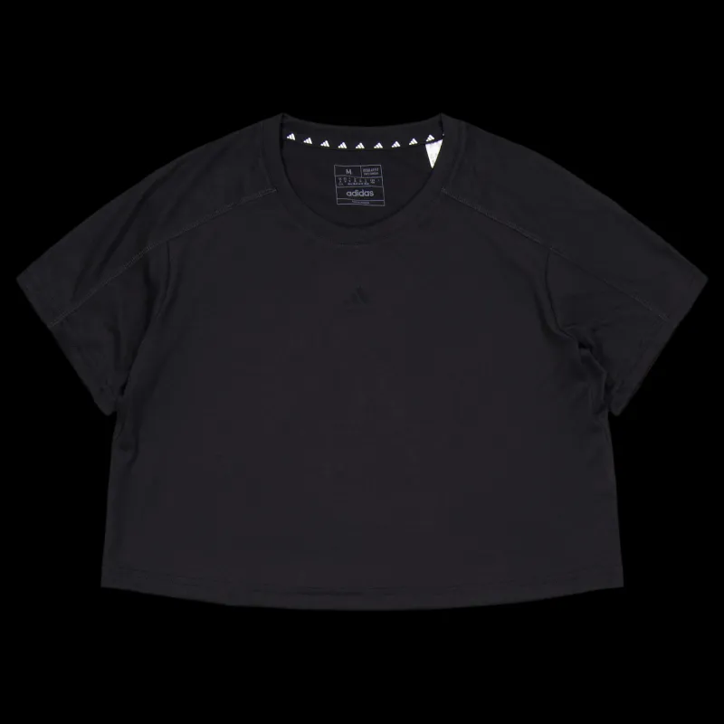 adidas AEROREADY Train Essentials 3 Bar Logo Crop T-Shirt Black Svart
