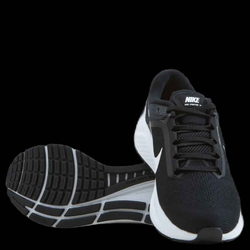 Outlet Nike Air Zoom Structure 24 Women's Road Running Shoes BLACK/WHITE Svart