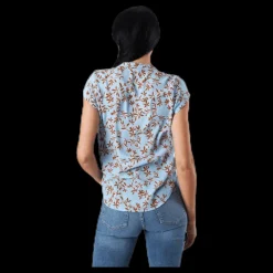 Sale Only Alma Poly S/S Top Aop Blue Blå