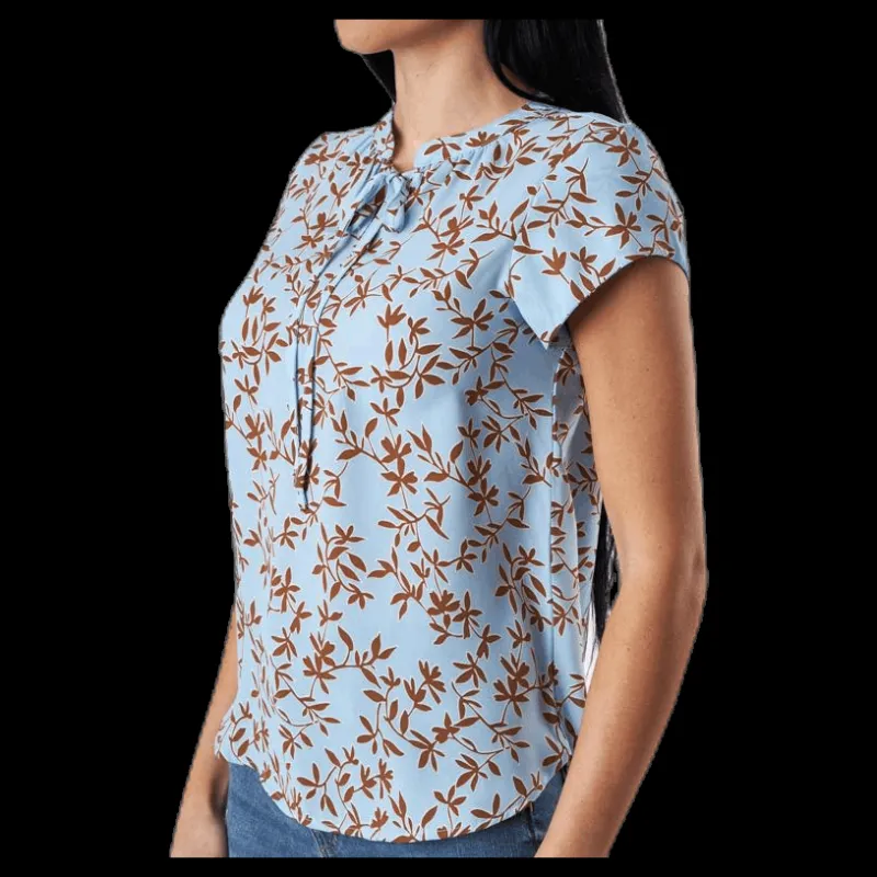 Sale Only Alma Poly S/S Top Aop Blue Blå