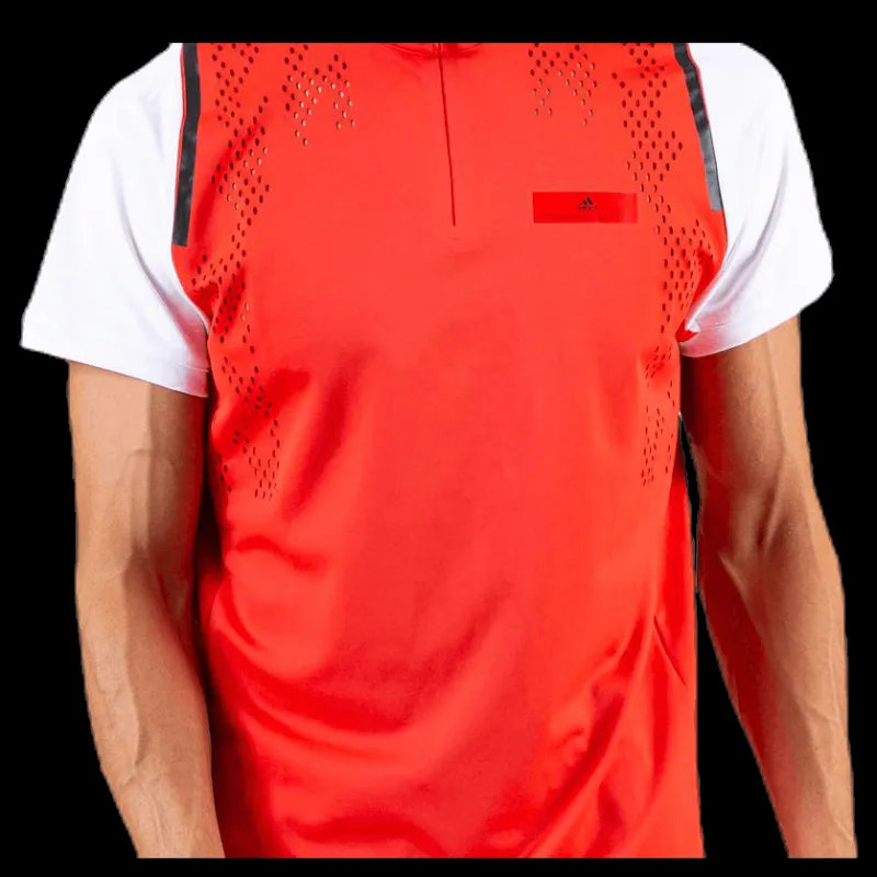 adidas ASMC Zipper Tee White/Red Röd Hot