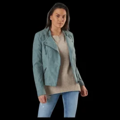 Online Only Ava Faux Leather Biker Otw Green