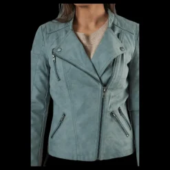 Online Only Ava Faux Leather Biker Otw Green