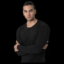 Sale Jack & Jones Basic O-Neck Tee L/S Black Svart