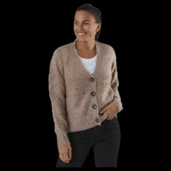Pieces Bibi Ls Knit Cardigan Beige Clearance