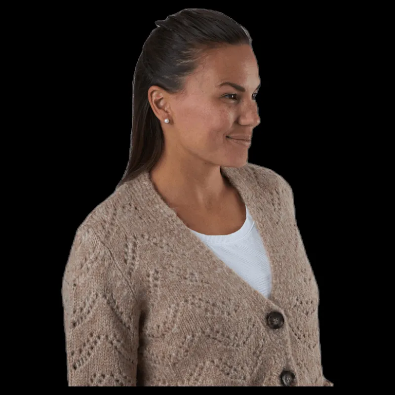 Pieces Bibi Ls Knit Cardigan Beige Clearance