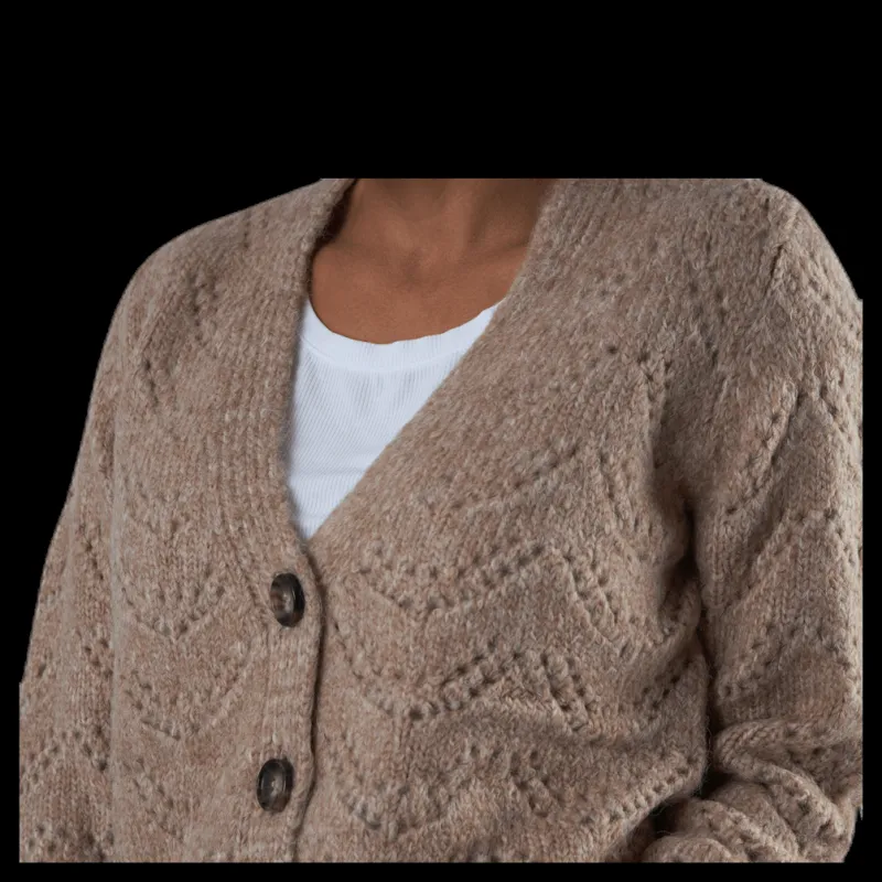 Pieces Bibi Ls Knit Cardigan Beige Clearance