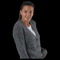 Sale Pieces Bibi Ls Knit Cardigan Grey Grå