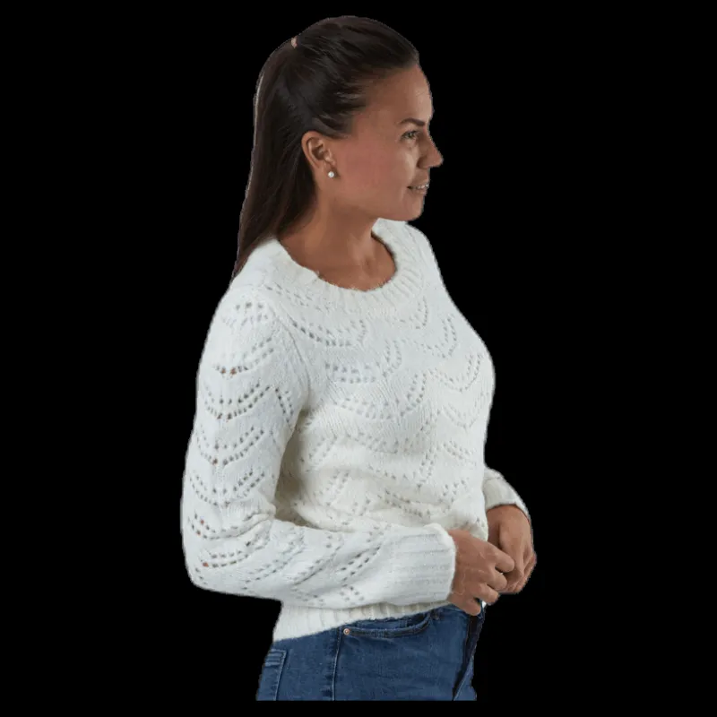 Pieces Bibi Ls Knit White Vit Hot