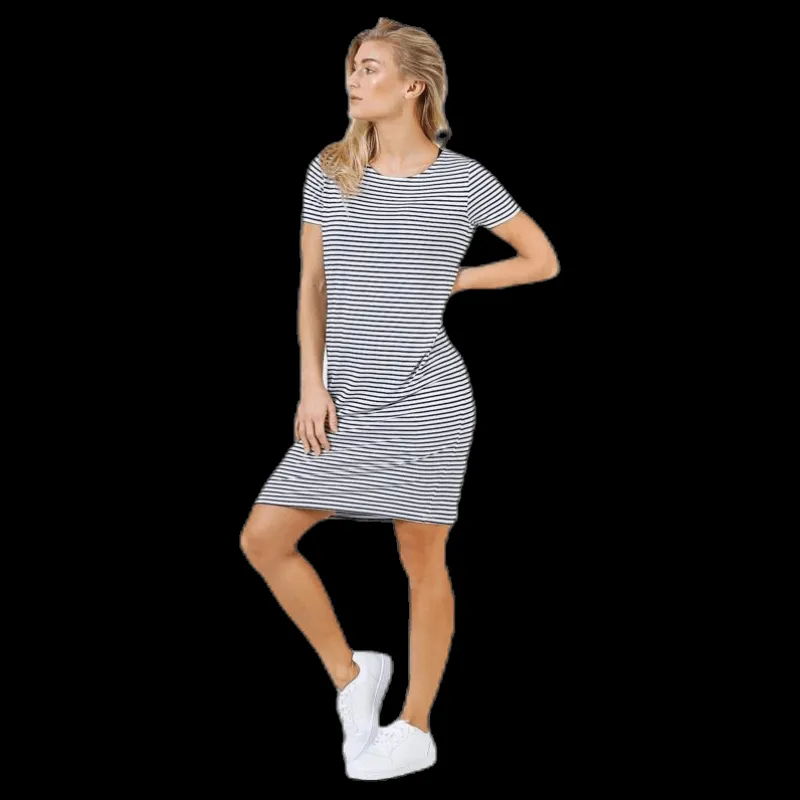 Pieces Billo Ss Dress Blue/White Blå och Vit Clearance