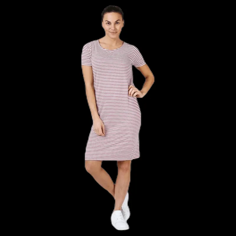 Outlet Pieces Billo Ss Dress White/Red Vit och Röd