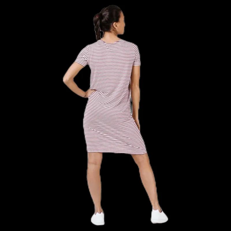 Outlet Pieces Billo Ss Dress White/Red Vit och Röd