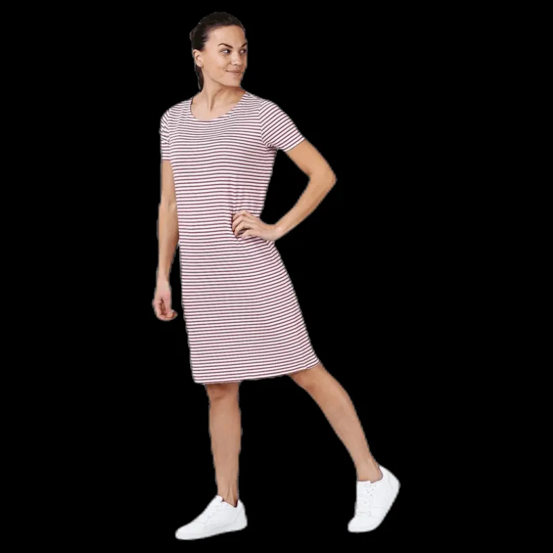 Outlet Pieces Billo Ss Dress White/Red Vit och Röd