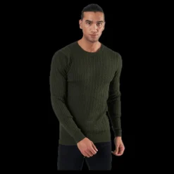 Best Jack & Jones Blacamp Cable Knit Crew Neck Black Svart