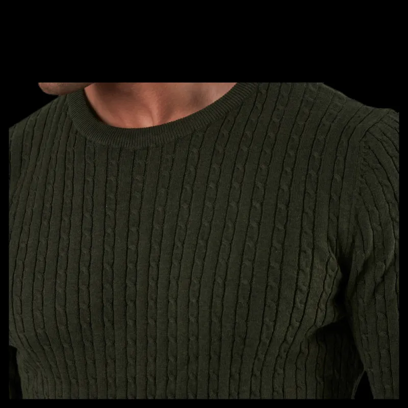 Best Jack & Jones Blacamp Cable Knit Crew Neck Black Svart