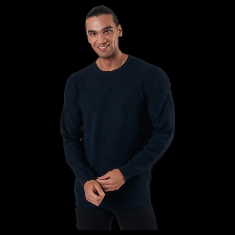 Hot Jack & Jones Blacamp Knit Structure Crew Neck Blue Blå