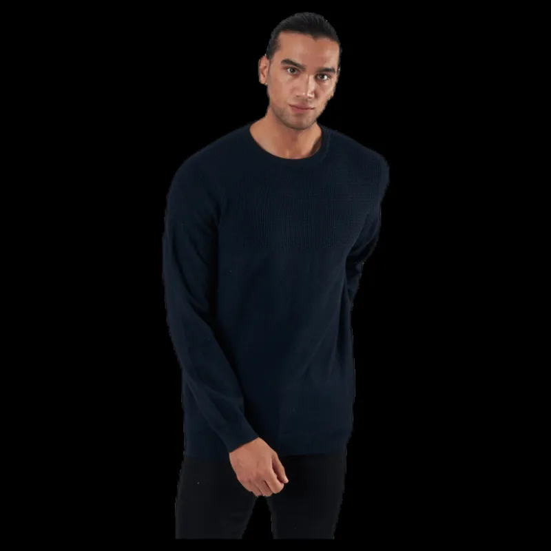 Hot Jack & Jones Blacamp Knit Structure Crew Neck Blue Blå