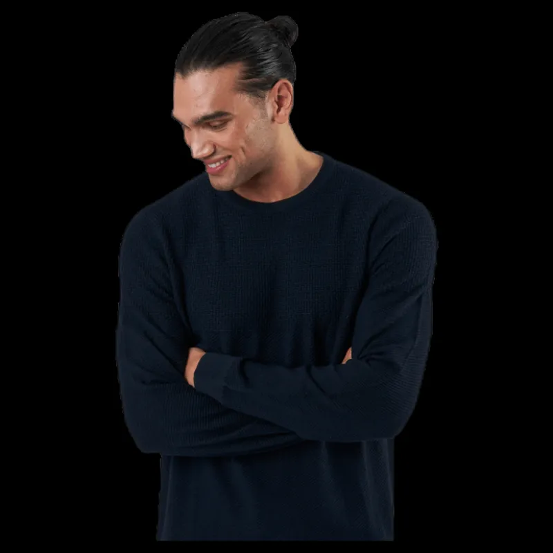 Hot Jack & Jones Blacamp Knit Structure Crew Neck Blue Blå