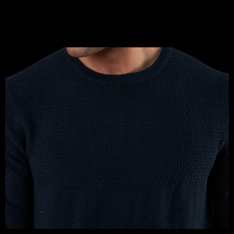 Hot Jack & Jones Blacamp Knit Structure Crew Neck Blue Blå