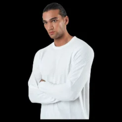 Discount Jack & Jones Blacamp Knit Structure Crew Neck White Vit