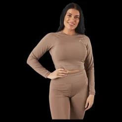 BLACC Recy Long Sleeve Top Taupe Grey Beige New