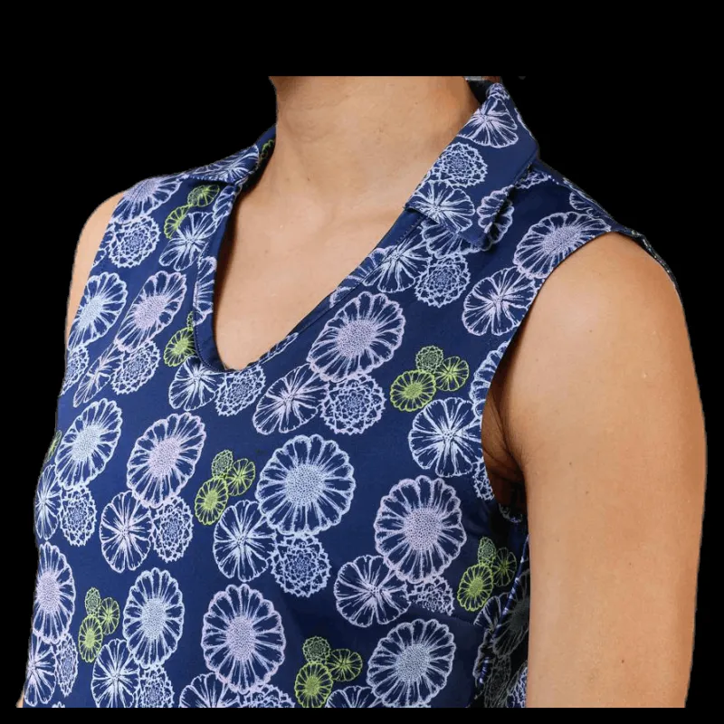 Puma Golf Blossom Sleeveless Polo Blue/Patterned Blå och Mönstrad Online