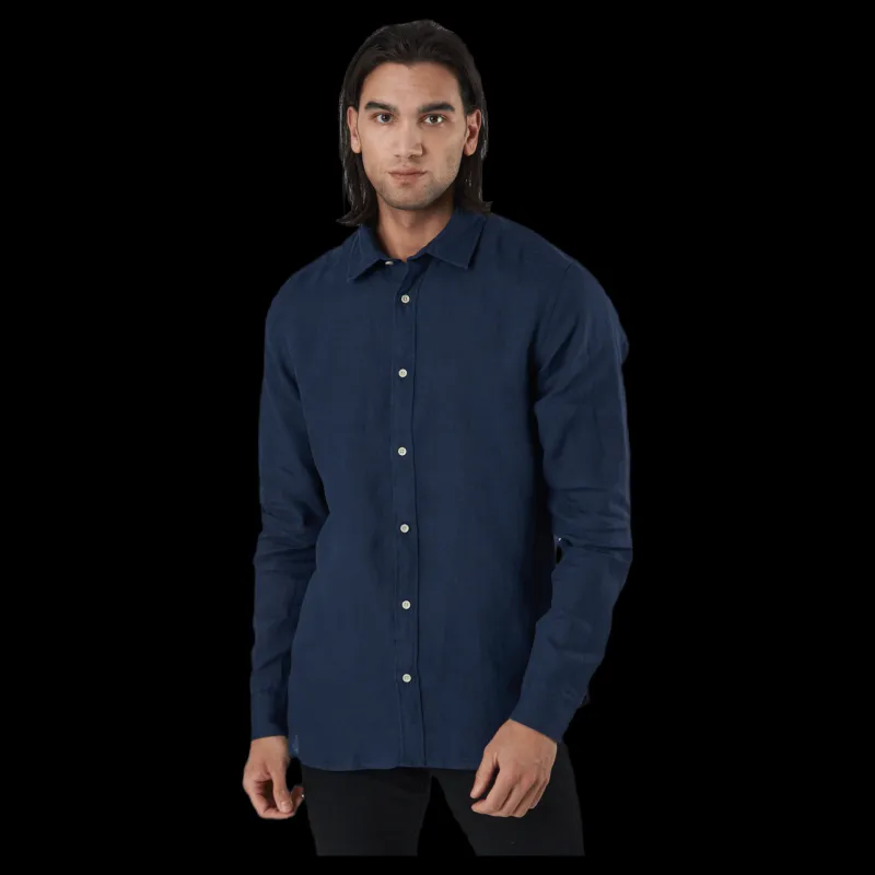Clearance Jack & Jones Bluplain Linen Shirt L/s Blå