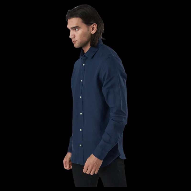 Clearance Jack & Jones Bluplain Linen Shirt L/s Blå