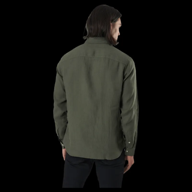 New Jack & Jones Bluplain Linen Shirt L/s Svart Grön