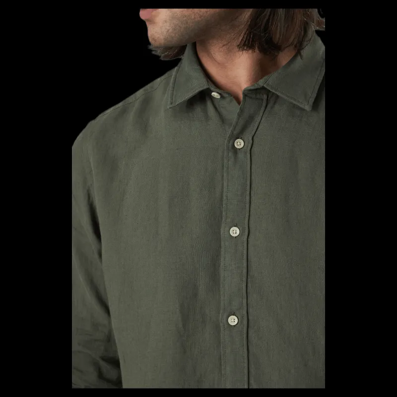 New Jack & Jones Bluplain Linen Shirt L/s Svart Grön