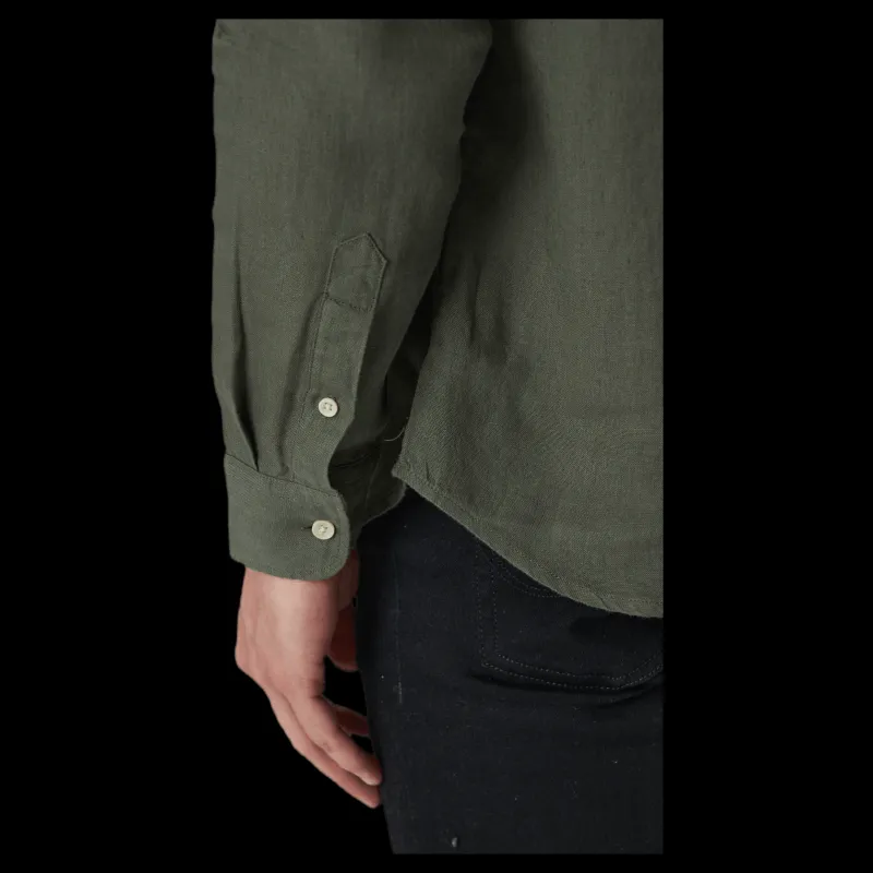 New Jack & Jones Bluplain Linen Shirt L/s Svart Grön