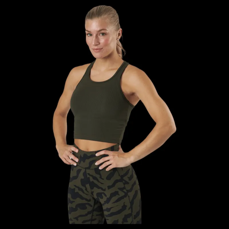 New Casall Bold Rib Crop Tank Forest Green Grön