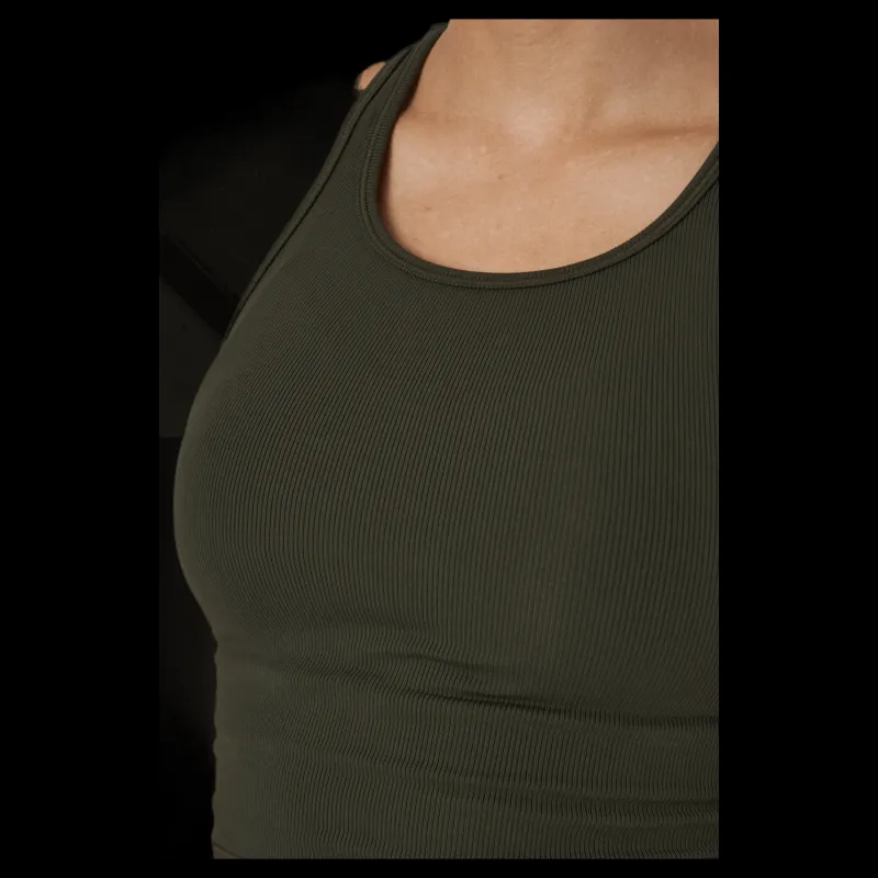 New Casall Bold Rib Crop Tank Forest Green Grön