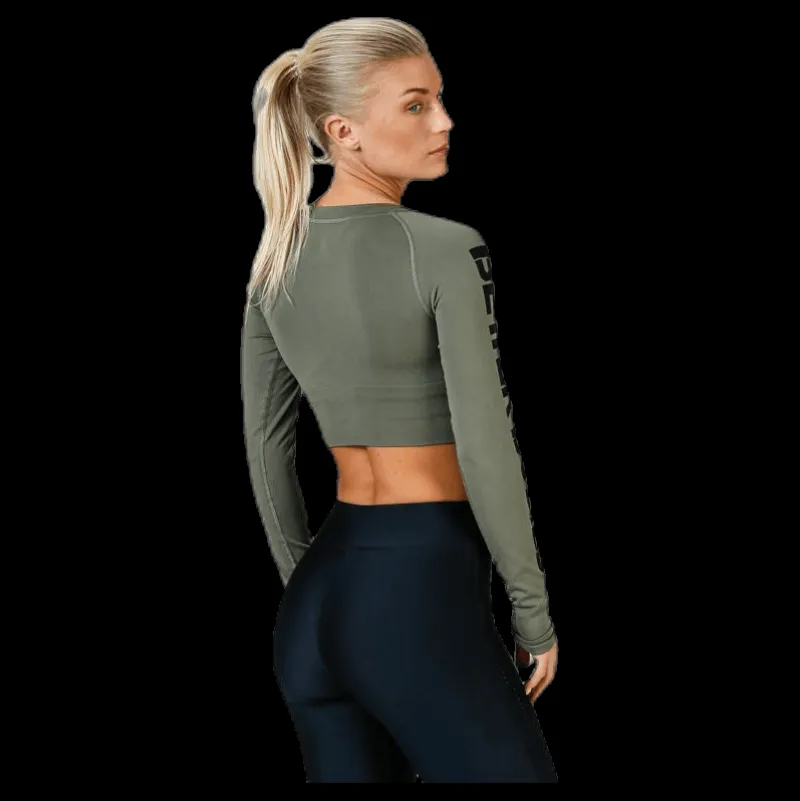 New Better Bodies Bowery cropped LS Green Grön