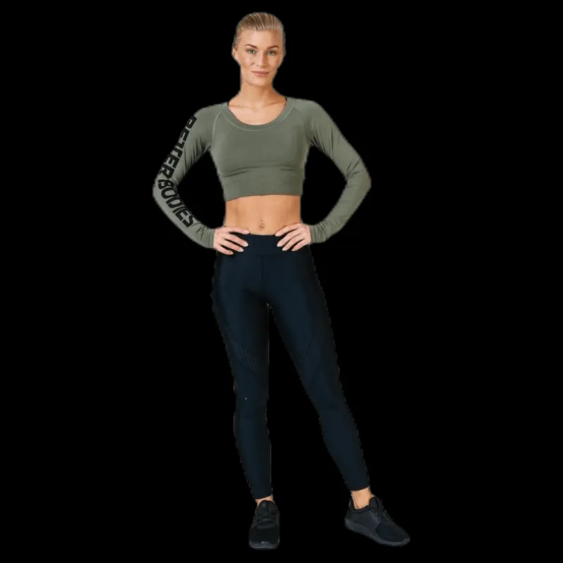 New Better Bodies Bowery cropped LS Green Grön