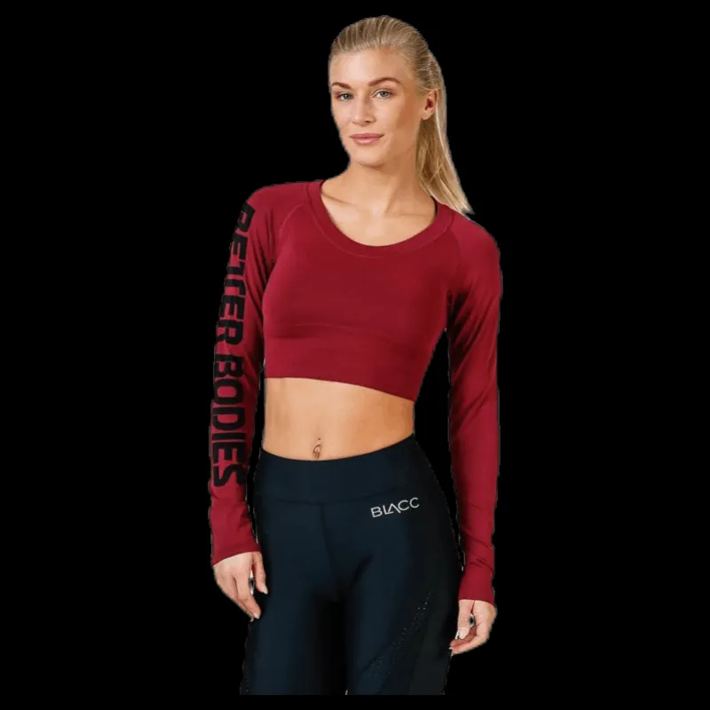 Online Better Bodies Bowery cropped LS Red Röd