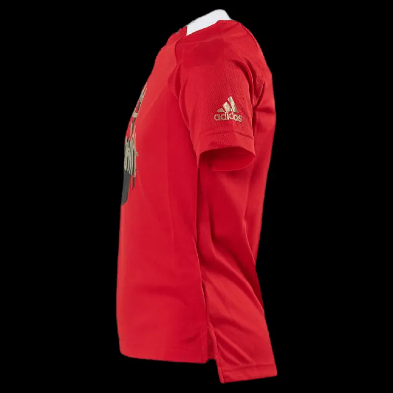 Best adidas Boys Salah Aeroready Football T-Shirt Vivid Red / Gold Metallic Röd