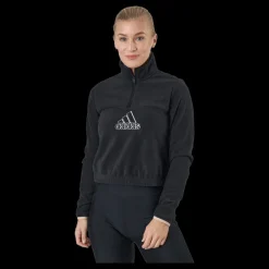 Best adidas Brand Love Polarfleece Half-Zip Sweatshirt Black / White / Halo Blush Svart